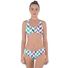 Zigzag Chevron Pattern Aqua Purple Criss Cross Bikini Set by snowwhitegirl