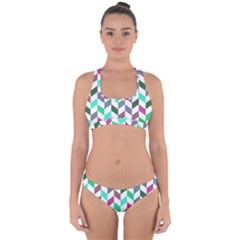 Zigzag Chevron Pattern Aqua Purple Cross Back Hipster Bikini Set by snowwhitegirl