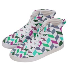 Zigzag Chevron Pattern Aqua Purple Women s Hi-top Skate Sneakers by snowwhitegirl