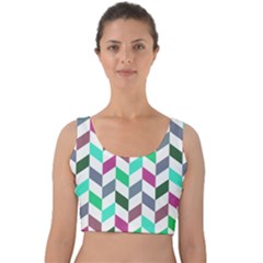 Zigzag Chevron Pattern Aqua Purple Velvet Crop Top