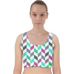 Zigzag Chevron Pattern Aqua Purple Velvet Racer Back Crop Top by snowwhitegirl