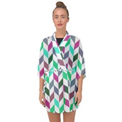 Zigzag Chevron Pattern Aqua Purple Half Sleeve Chiffon Kimono by snowwhitegirl