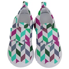 Zigzag Chevron Pattern Aqua Purple Velcro Strap Shoes