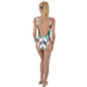 Zigzag Chevron Pattern Aqua Purple High Leg Strappy Swimsuit View2