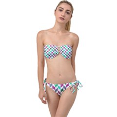 Zigzag Chevron Pattern Aqua Purple Twist Bandeau Bikini Set by snowwhitegirl