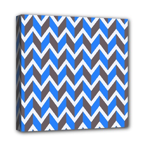 Zigzag Chevron Pattern Blue Grey Mini Canvas 8  X 8  by snowwhitegirl