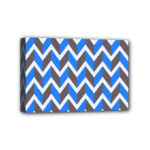 Zigzag Chevron Pattern Blue Grey Mini Canvas 6  X 4  by snowwhitegirl