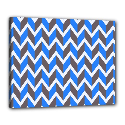 Zigzag Chevron Pattern Blue Grey Canvas 20  X 16  by snowwhitegirl