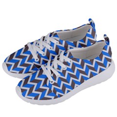 Zigzag Chevron Pattern Blue Grey Women s Lightweight Sports Shoes by snowwhitegirl