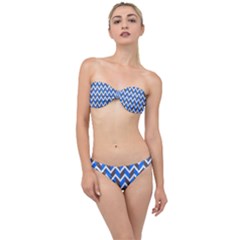 Zigzag Chevron Pattern Blue Grey Classic Bandeau Bikini Set