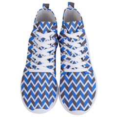 Zigzag Chevron Pattern Blue Grey Men s Lightweight High Top Sneakers