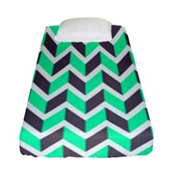 Zigzag Chevron Pattern Green Grey Fitted Sheet (single Size) by snowwhitegirl