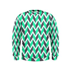 Zigzag Chevron Pattern Green Grey Kids  Sweatshirt by snowwhitegirl