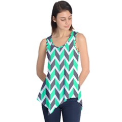 Zigzag Chevron Pattern Green Grey Sleeveless Tunic by snowwhitegirl