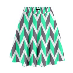 Zigzag Chevron Pattern Green Grey High Waist Skirt by snowwhitegirl