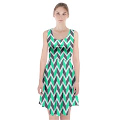 Zigzag Chevron Pattern Green Grey Racerback Midi Dress by snowwhitegirl