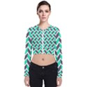 Zigzag Chevron Pattern Green Grey Zip Up Bomber Jacket View1