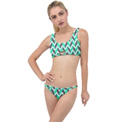 Zigzag Chevron Pattern Green Grey The Little Details Bikini Set