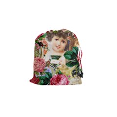 Little Girl Victorian Collage Drawstring Pouch (small) by snowwhitegirl