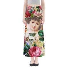 Little Girl Victorian Collage Full Length Maxi Skirt by snowwhitegirl