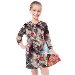 Victorian Collage Kids  Quarter Sleeve Shirt Dress