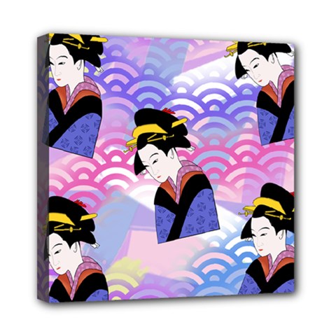 Japanese Abstract Blue Mini Canvas 8  X 8  by snowwhitegirl