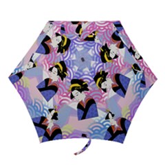 Japanese Abstract Blue Mini Folding Umbrellas by snowwhitegirl