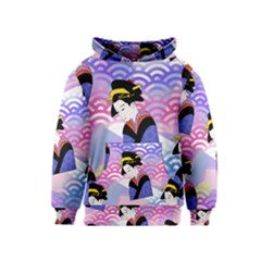 Japanese Abstract Blue Kids  Pullover Hoodie by snowwhitegirl