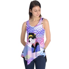 Japanese Abstract Blue Sleeveless Tunic by snowwhitegirl