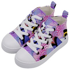 Japanese Abstract Blue Kid s Mid-top Canvas Sneakers by snowwhitegirl