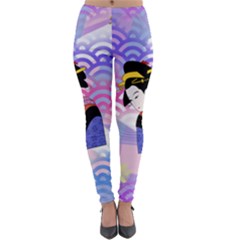 Japanese Abstract Blue Lightweight Velour Leggings by snowwhitegirl