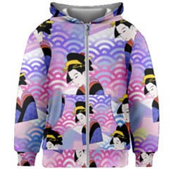 Japanese Abstract Blue Kids Zipper Hoodie Without Drawstring by snowwhitegirl