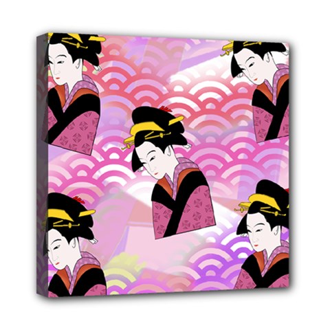 Japanese Abstract Pink Mini Canvas 8  X 8  by snowwhitegirl