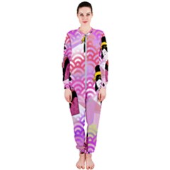 Japanese Abstract Pink Onepiece Jumpsuit (ladies)  by snowwhitegirl