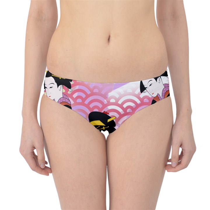 Japanese Abstract Pink Hipster Bikini Bottoms