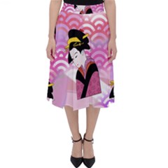 Japanese Abstract Pink Folding Skater Skirt by snowwhitegirl