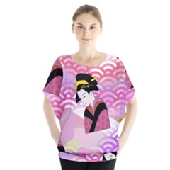 Japanese Abstract Pink Blouse