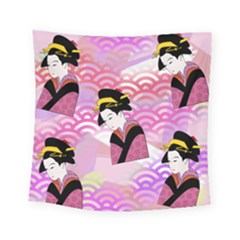 Japanese Abstract Pink Square Tapestry (small) by snowwhitegirl