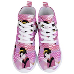 Japanese Abstract Pink Women s Lightweight High Top Sneakers