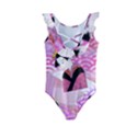 Japanese Abstract Pink Kids  Frill Swimsuit View2