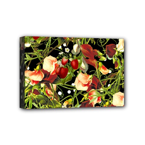 Fruit Blossom Black Mini Canvas 6  X 4  by snowwhitegirl