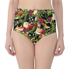 Fruit Blossom Black Classic High-waist Bikini Bottoms by snowwhitegirl