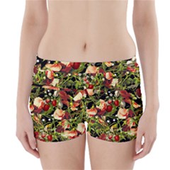 Fruit Blossom Black Boyleg Bikini Wrap Bottoms by snowwhitegirl