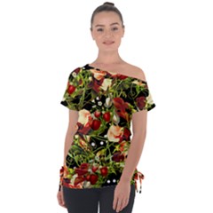 Fruit Blossom Black Tie-up Tee