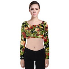 Fruit Blossom Black Velvet Crop Top by snowwhitegirl