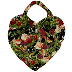 Fruit Blossom Black Giant Heart Shaped Tote by snowwhitegirl