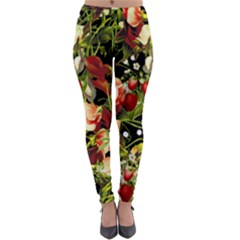 Fruit Blossom Black Lightweight Velour Leggings by snowwhitegirl