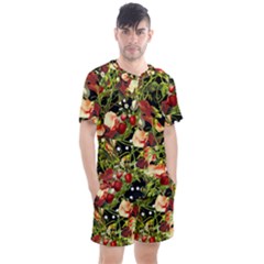 Fruit Blossom Black Men s Mesh Tee And Shorts Set