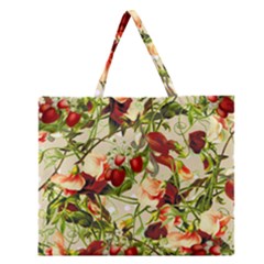 Fruit Blossom Beige Zipper Large Tote Bag by snowwhitegirl