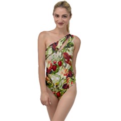 Fruit Blossom Beige To One Side Swimsuit